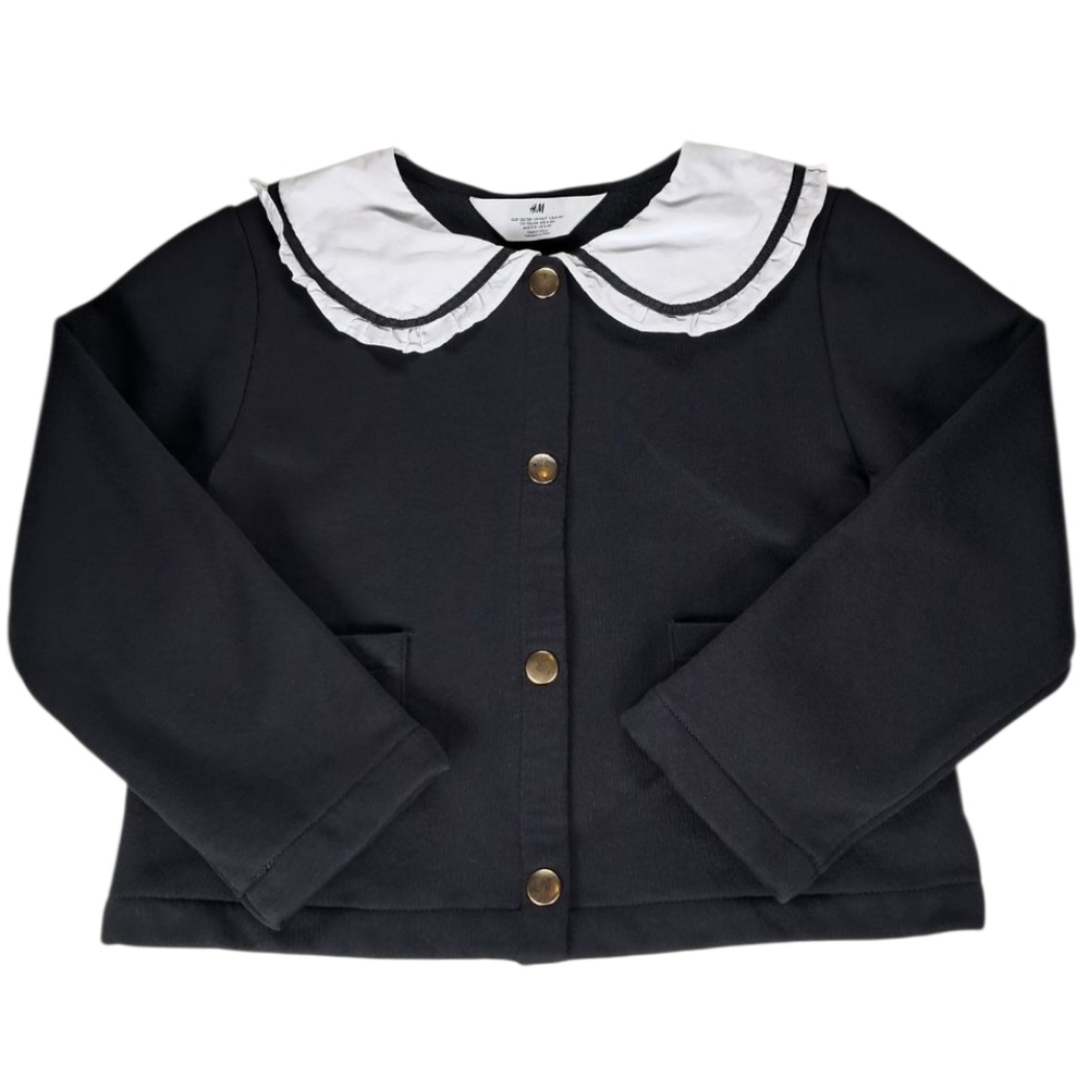 H&M Black Jacket with White Collar Girl's Size 6X/7